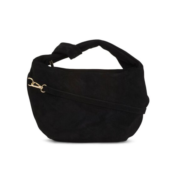 MARLON Black Made In Italy Suede Knot Handle Hobo - Picture 1 of 2